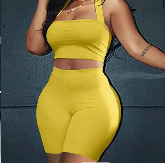 Halter Crop Top High Waist Short Set