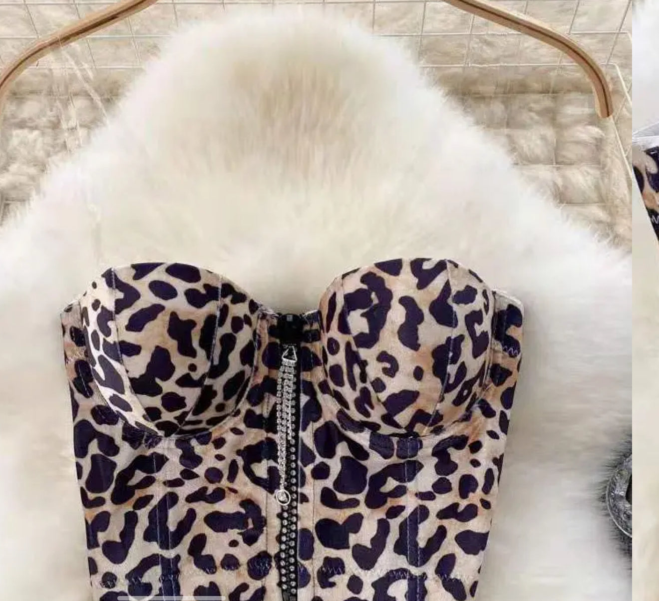 Strapless Leopard Print Top