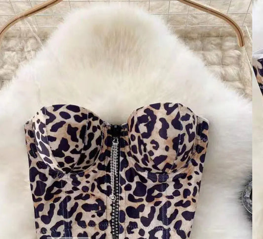 Strapless Leopard Print Top
